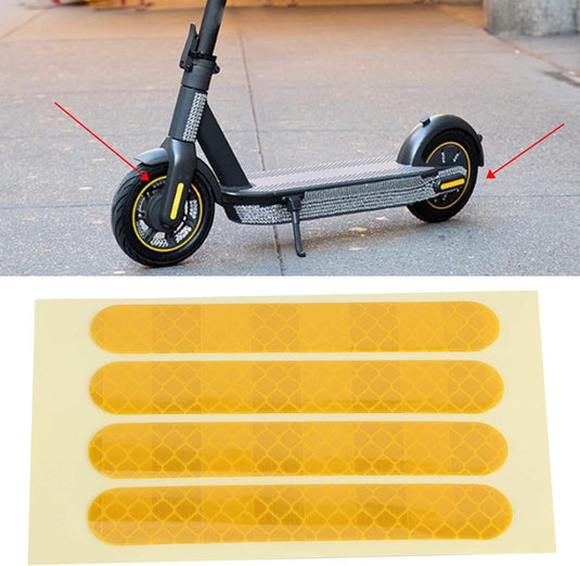 Reflektierende Radaufkleber, 4 Stück, 83 x 13 mm, für den Elektroroller Ninebot G30 – Rollerreflektoren – Raddekoration