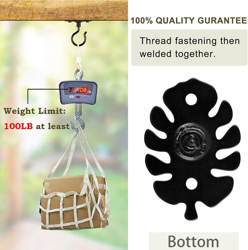 Laad afbeelding in Galerijviewer, Metalen ophanghaken 4 stuks met decoratief bladmotief voor wand en plafond – plantenhangers – tuinophanging
