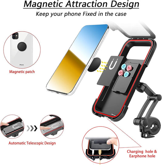 Fiets mobiele telefoonhouder motorfiets universele houder fiets waterdicht touchscreen met 360° draaibare outdoor fietshouder telefoonhouder telefoonhouder voor smartphones tot 6,7 inch