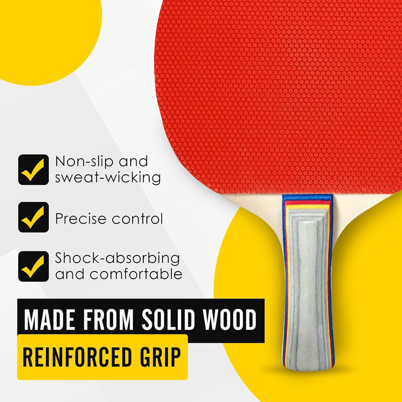 Charger l’image dans la visionneuse de galerie, Set de tennis de table avec 2 raquettes en bois de 25,5 cm, 3 balles et une housse de rangement – set de ping-pong – matériel de tennis de table
