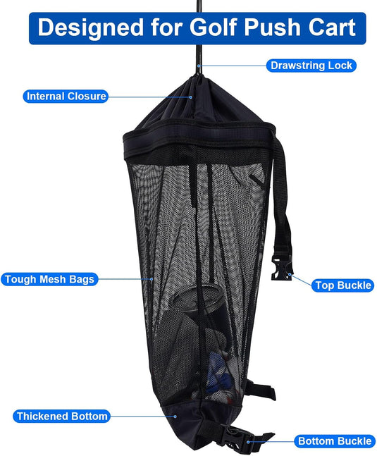 Golfkar opbergtas van stevig polyester met gaas en verstelbare bevestigingsriemen – golfkar organizer – golfopslag