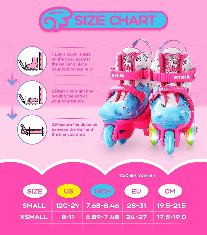 Load image into Gallery viewer, Rolschaatsen voor peuters (3-9 jaar), verstelbaar, leuke verlichting, veiligheid, 3-puntsbalans, beginnersrolschaatsen (eenhoorn, roze, 25-28)
