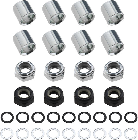 Skateboard truck rebuild kit 32-delig zwart zilver