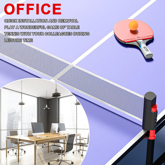Filet de tennis de table rétractable jusqu’à 165 cm avec 5 balles de ping-pong et fixation réglable pour table – accessoires de ping-pong – jeu de tennis de table
