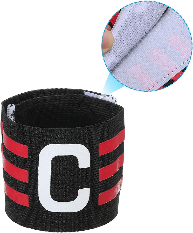 Laden Sie das Bild in Galerie -Viewer, Aanvoerdersband verstelbaar zwart-rozerood – elastische captain armband – voetbal accessoires
