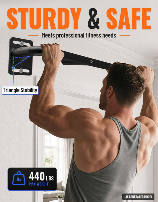 Wandgemonteerde optrekstang met meerdere gripposities tot 227 kg – pull-up bar – krachttraining