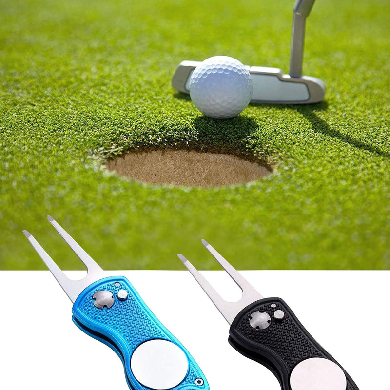 Laad afbeelding in Galerijviewer, Opvouwbare golf pitchvorken met balmarker en karabijnhaak – 2 stuks
