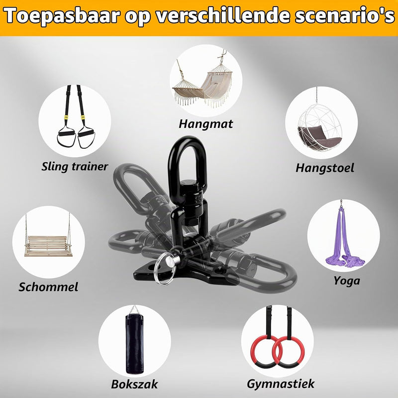 Laden Sie das Bild in Galerie -Viewer, Schommelhaken 2 stuks 360° draaibaar van roestvrij staal tot 400 kg – ophanghaken – schommel accessoires
