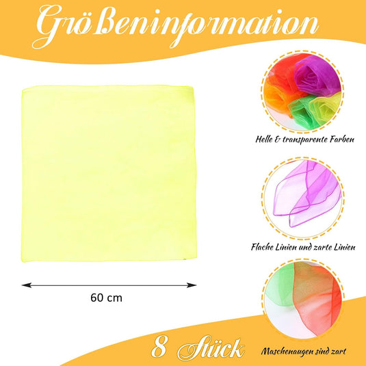 jongleerdoeken 60 x 60 cm – oranje dansdoeken voor kinderen, spel en beweging