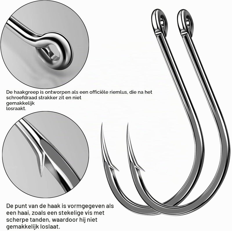 Charger l’image dans la visionneuse de galerie, Hameçons de pêche, 500 pièces en acier au carbone, en 10 tailles, avec ardillons et boîte de rangement – hameçons pour appâts – équipement de pêche
