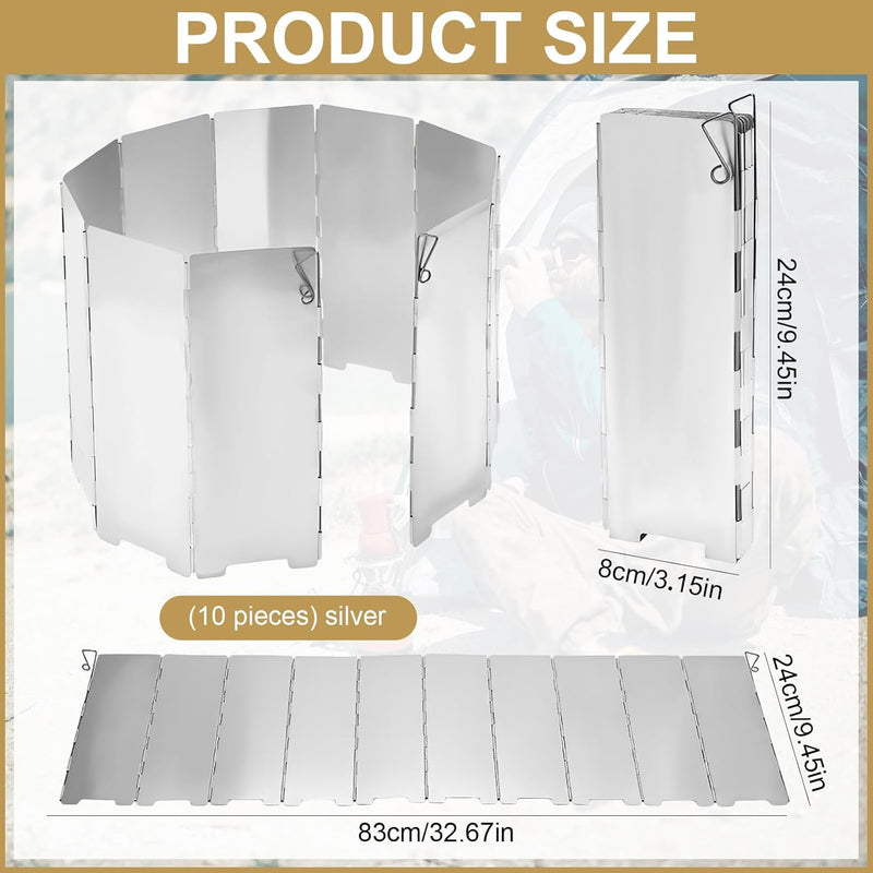 Load image into Gallery viewer, 10 Stuks Aluminium Camping Fornuis Windscherm, Camping Kachel Voorrui, Draagbare Camping Kachel Voorruit, voor Kamperen Buitenkachel, Picknick, Kamperen
