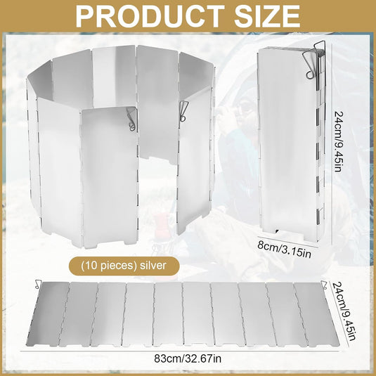 10 Stuks Aluminium Camping Fornuis Windscherm, Camping Kachel Voorrui, Draagbare Camping Kachel Voorruit, voor Kamperen Buitenkachel, Picknick, Kamperen
