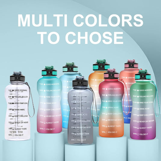 MYFOREST Water Bottle 2200 ml Large Sports Bottle 2.2 Litre, 100% Dishwasher Safe Time Marker for Motivational Hydration, BPA Free, Anti-Fall, Flip Up Nozzle