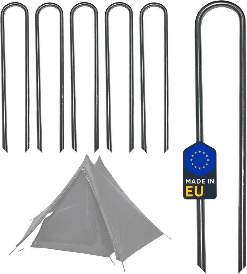 Carica immagine in Galleria Viewer, Tentharingen, roestvrij staal, 10 stuks, 30 cm, 6 mm, haringen voor tent, roestvrij, extra stabiel, stormharingen, grondanker, camping, grondanker, trampoline, anker voor tuin en camping
