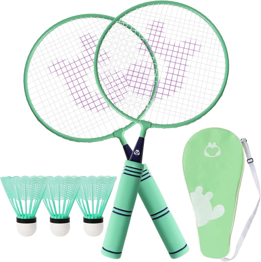 Set de badminton pour enfants avec 2 raquettes de 44 cm, comprenant 4 volants et une balle en mousse - jeu de badminton - sport pour enfants