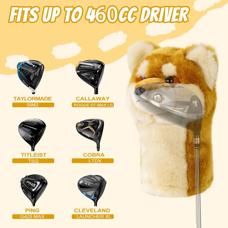 Load image into Gallery viewer, Pluche golfclubhoes Shiba Inu voor drivers tot 460 cc
