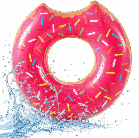 Opblaasbare gebeten donut roze Ø 120 cm zwemring zwemring - zwembad & water met bekerhouder voor kinderen & volwassenen (roze donut)