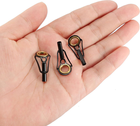 Hengel topogen 3 stuks 1 mm van roestvrij staal zwart-goud – hengeltop reparatieset – visaccessoires