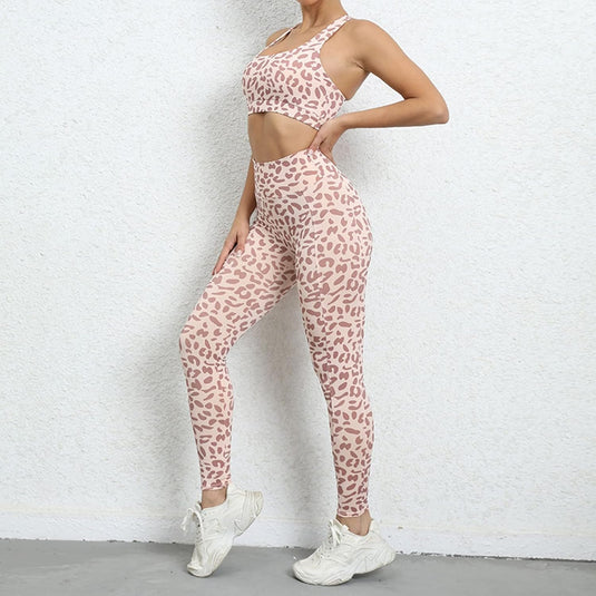 Dames sportlegging met luipaardprint hoge taille en aansluitende pasvorm – fitness legging – yogabroek