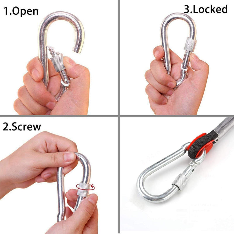 Load image into Gallery viewer, Statisch Klimtouw 10 m x 10 mm met 2 Karabijnhaken – Outdoor Touw voor Abseilen, Klimmen, Camping – Zwart
