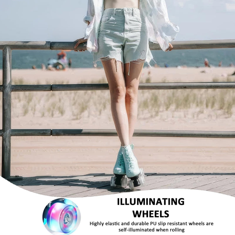 Load image into Gallery viewer, ERNAN Rolschaatsen met 4 wielen, parallelle skates met lichtgevende wielen, klassieke high-top, rolschaatsen voor volwassenen, meisjes, kinderen, beginners, maat 37-43
