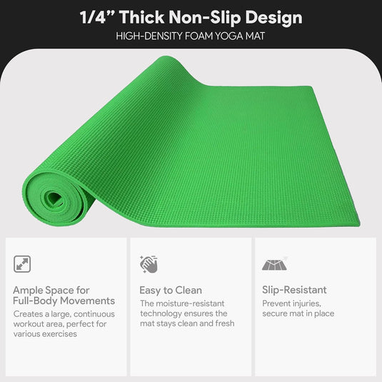 Yogamat schuim antislip 6 mm groen met draagriem