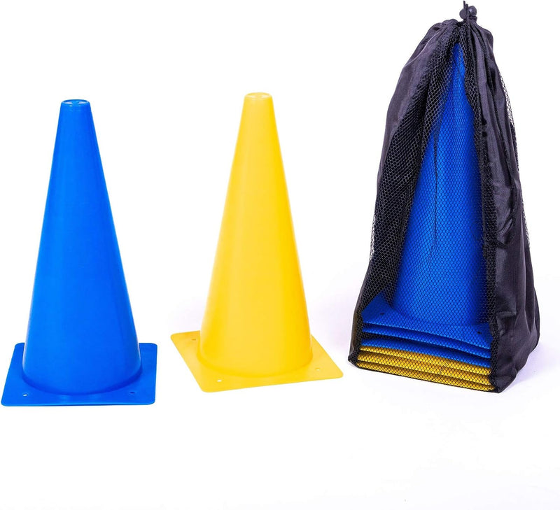 Chargez l'image dans la visionneuse de la galerie, Trainingspionnen set 8 stuks 30 cm flexibel blauw en geel – sportpionnen – markeringskegels
