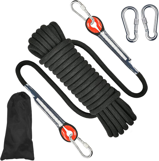 Outdoor touw 10 m x 8 mm – gevlochten touw met 2 karabijnhaken voor camping en wandelen