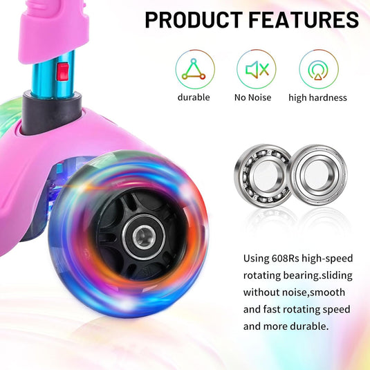 DBREAKS Lichtgevende stuntstep, wielen met ledverlichting, 100 mm, ABEC, 9 kogellagers, hardheid 88A, geschikt voor alle scooters (zwart)