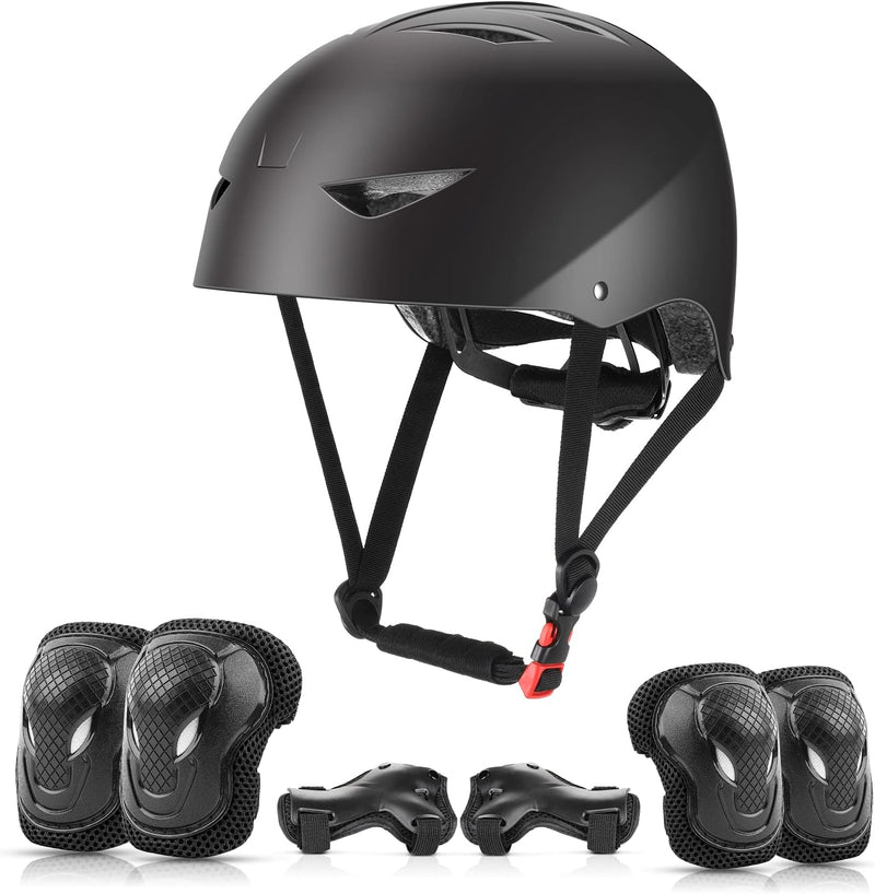 Laad afbeelding in Galerijviewer, Kids Helm en Pads Set Leeftijd 5-15 Jaar Kids Skateboard Helm Kniebeschermers Elleboog Pads Pols Pads voor Roller Scooter Fietsen Schaatsen
