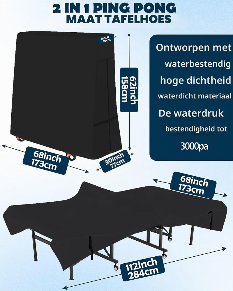 Charger l’image dans la visionneuse de galerie, Housse de protection pour table de ping-pong en polyester 600D pour tables pliantes et plates – protection de table de ping-pong – bâche de ping-pong
