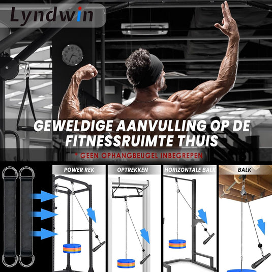 Système de poulies de fitness 3-en-1 avec doubles poulies et capacité de charge de 130 kg - système de poulies - musculation