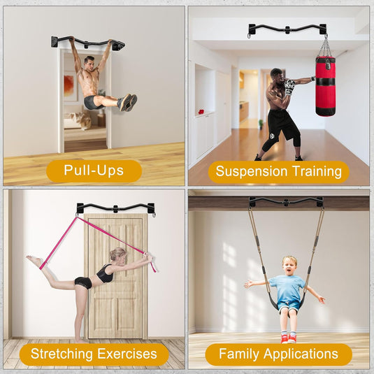 Wandgemonteerde optrekstang 81 cm met meerdere gripposities tot 200 kg – pull-up bar – krachttraining