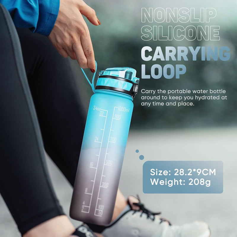 Laden Sie das Bild in Galerie -Viewer, Drinkfles 1 liter BPA-vrij met antislip grip en lekvrije sluiting – waterfles – sportfles
