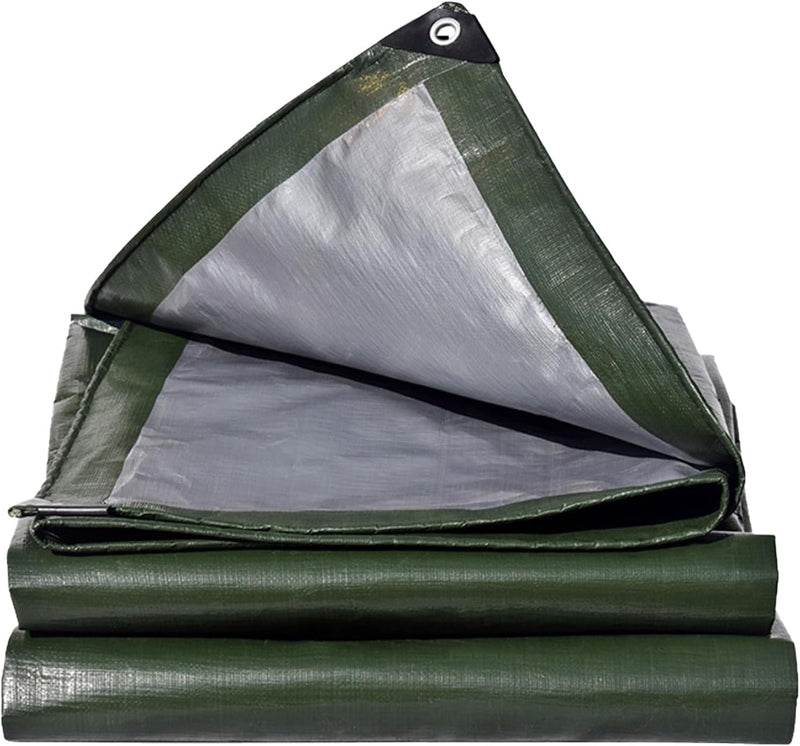 Chargez l'image dans la visionneuse de la galerie, Waterdicht afdekzeil 4 x 5 meter 180 g/m² met ogen groen-zilver – PE dekzeil – beschermzeil
