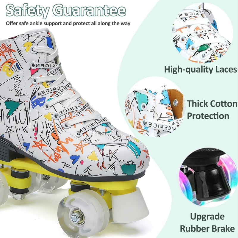 Load image into Gallery viewer, ERNAN Rolschaatsen met 4 wielen, parallelle skates met lichtgevende wielen, klassieke high-top, rolschaatsen voor volwassenen, meisjes, kinderen, beginners, maat 37-43

