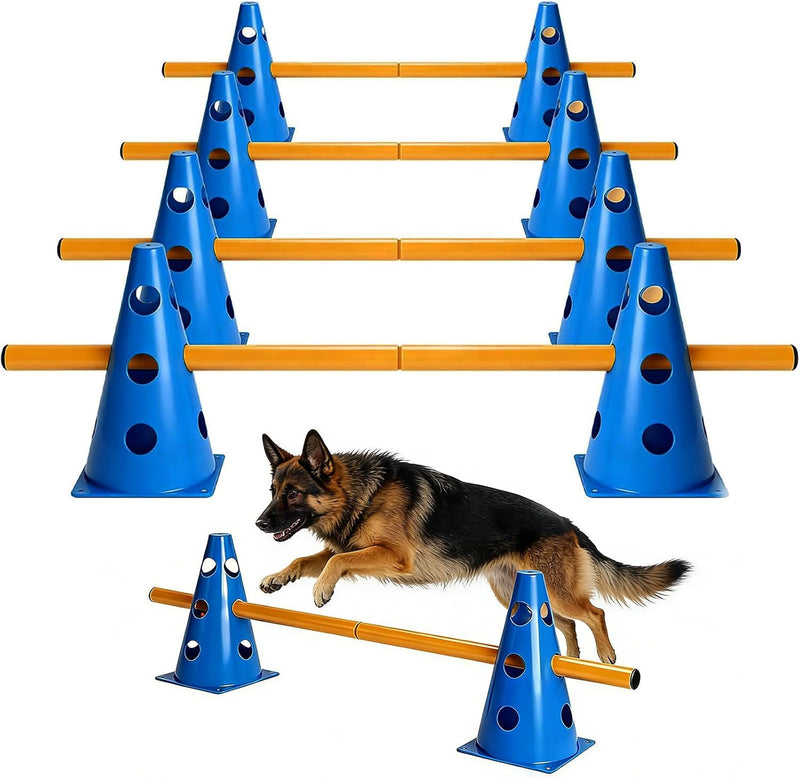 Laden Sie das Bild in Galerie -Viewer, Agility hindernisset met 10 kegels en 5 verstelbare stangen – hondentraining – behendigheidsset
