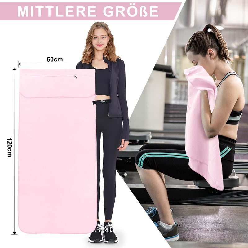 Laden Sie das Bild in Galerie -Viewer, Fitnesshanddoek Microvezel 120x50 cm Sneldrogend met Ritsvak – Sporthanddoek – Reishanddoek
