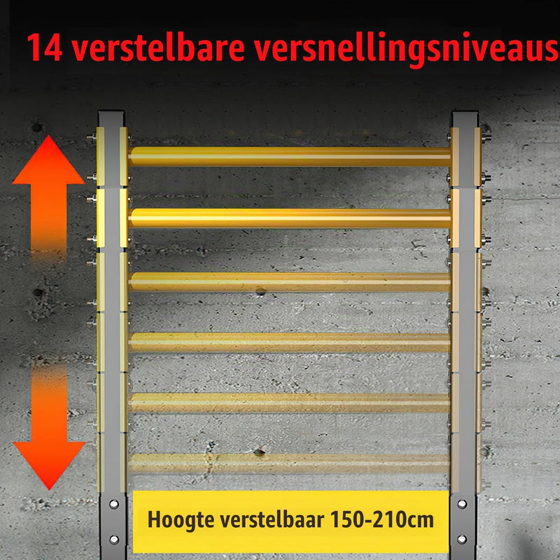 Laden Sie das Bild in Galerie -Viewer, Freistehende Klimmzugstation, verstellbar 150-210 cm, bis 200 kg – Klimmzugstange – Kraftstation
