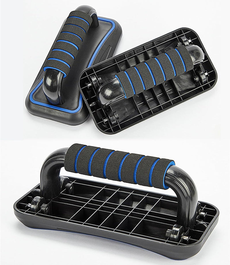 Laad afbeelding in Galerijviewer, 2-in-1 fitness trainer met push-up bars en ab roller met 8 wielen – buikspiertrainer – push-up board
