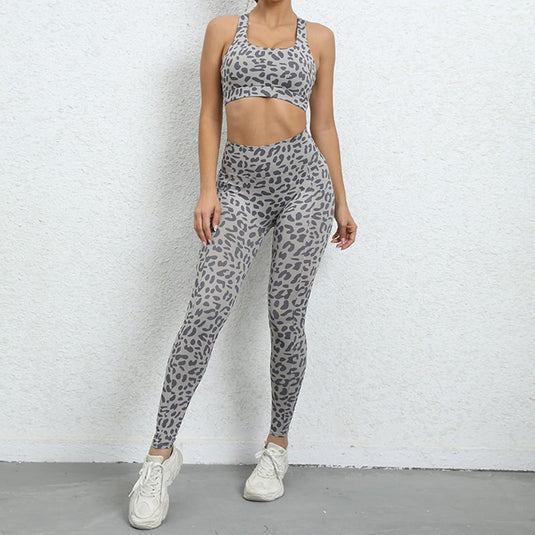 Dames sportlegging met luipaardprint hoge taille en aansluitende pasvorm – fitness legging – yogabroek