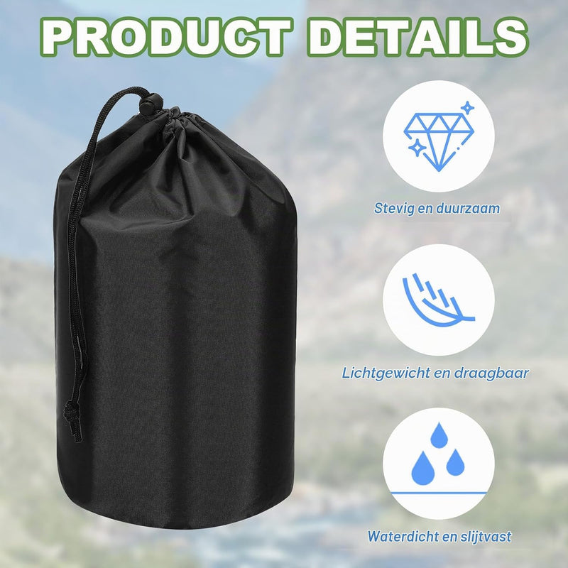 Załaduj obraz do przeglądarki galerii, Waterdichte opbergzakken 2 stuks 13 x 25 cm met trekkoord donkergrijs – stuff sacks – camping accessoires
