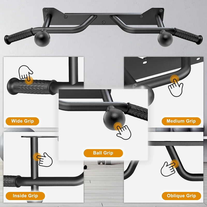 Laad afbeelding in Galerijviewer, Wandgemonteerde optrekstang met meerdere gripposities tot 272 kg – pull-up bar – krachttraining
