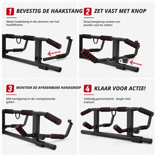 Opvouwbare optrekstang voor deurkozijn zonder boren tot 200 kg – pull-up bar – calisthenics