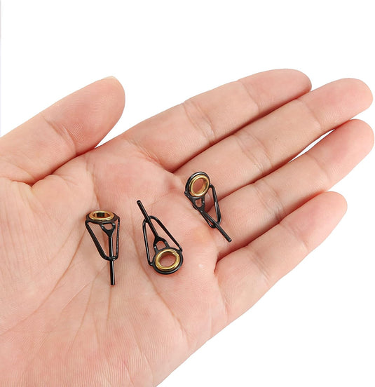 Hengel topogen 3 stuks 1 mm van roestvrij staal zwart-goud – hengeltop reparatieset – visaccessoires