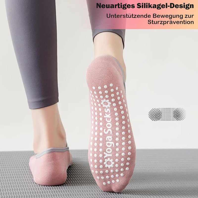 Carica immagine in Galleria Viewer, Antislip sokken dames 4 paar maat 35-40 met siliconen grip – yoga pilates trampoline sokken
