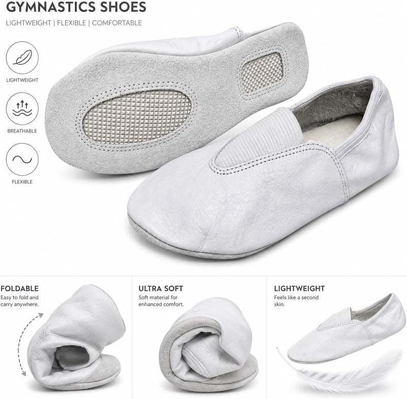 Load image into Gallery viewer, Gymnastiekschoenen met zachte leren zool wit – turnschoenen – yoga dans en trampoline
