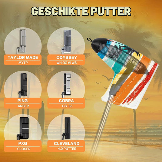 Golf putter beschermhoes met magnetische sluiting 16,8 x 13 cm van kunstleer – putter headcover – golfclub bescherming