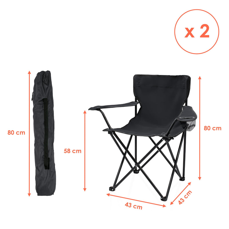 Laden Sie das Bild in Galerie -Viewer, Campingstoelen Opvouwbaar 2 Stuks met Bekerhouder tot 100 kg – Vouwstoel – Kampeerstoel
