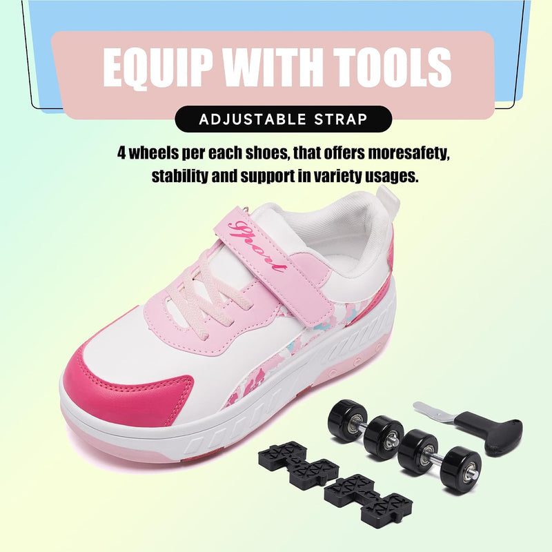 Load image into Gallery viewer, Schoenen met wieltjes, voor jongens en meisjes, kinderrolschaatsen, 2-in-1 rolschaatsen, gymschoenen, skateboardschoenen
